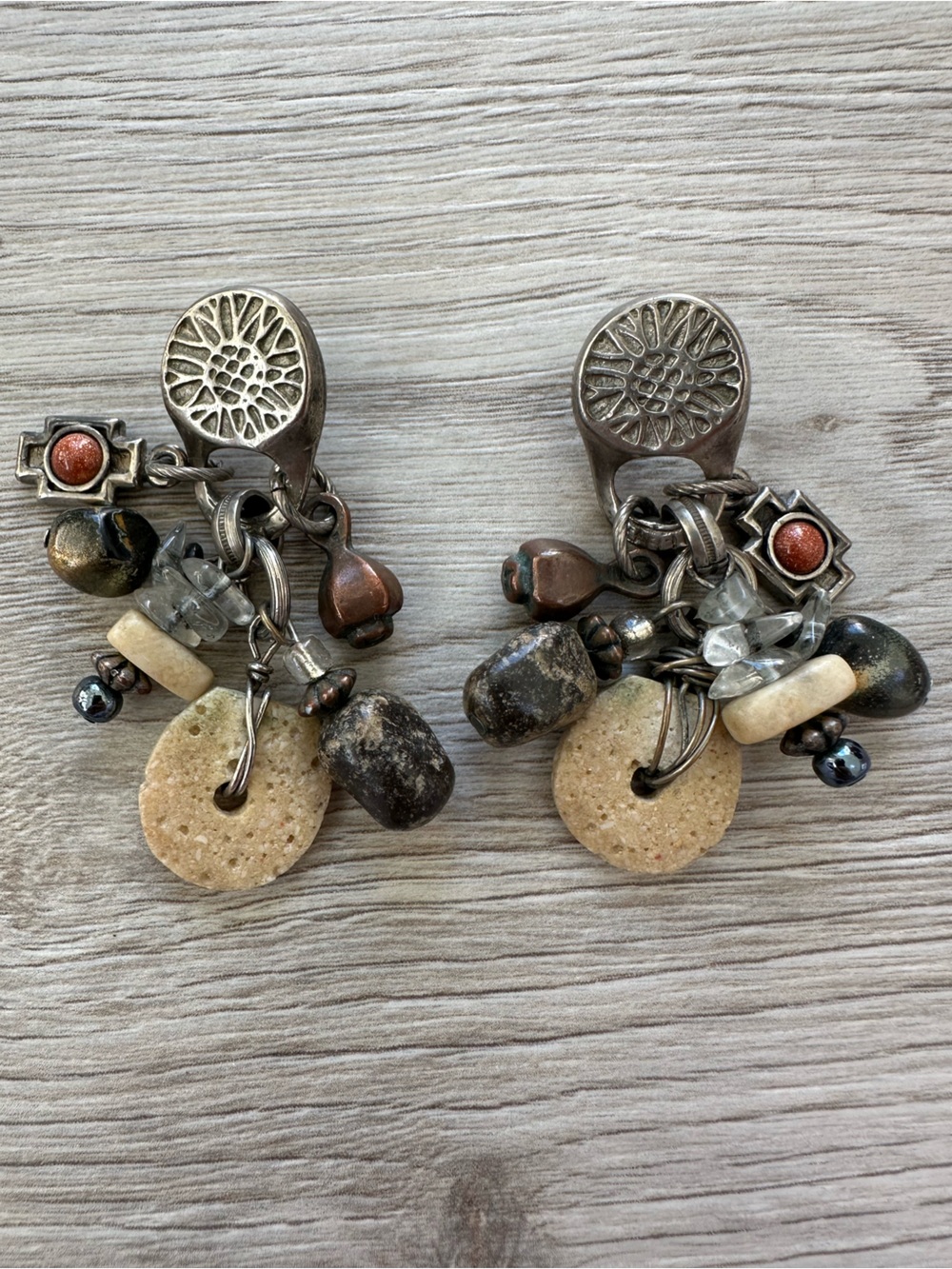 Robert Rose Mixed Media Boho Charm Earrings Southwest Rodeo Vintage Country